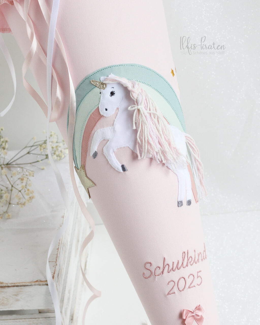 Schultüte rosa Einhorn Rüsche