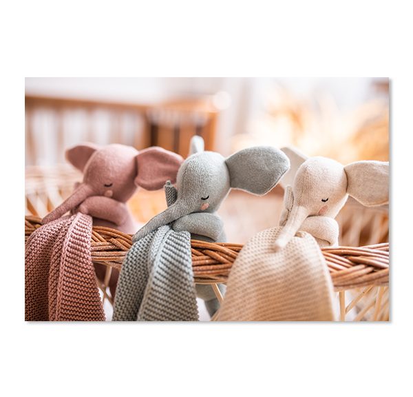 Bio Schnuffeltuch Elefant Altrosa– Personalisierbares Bio-Kuscheltuch für Babys | Geschenkidee