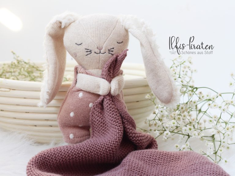 Bio Schnuffeltuch Hase altrosa– Personalisierbares Bio-Kuscheltuch für Babys | Geschenkidee