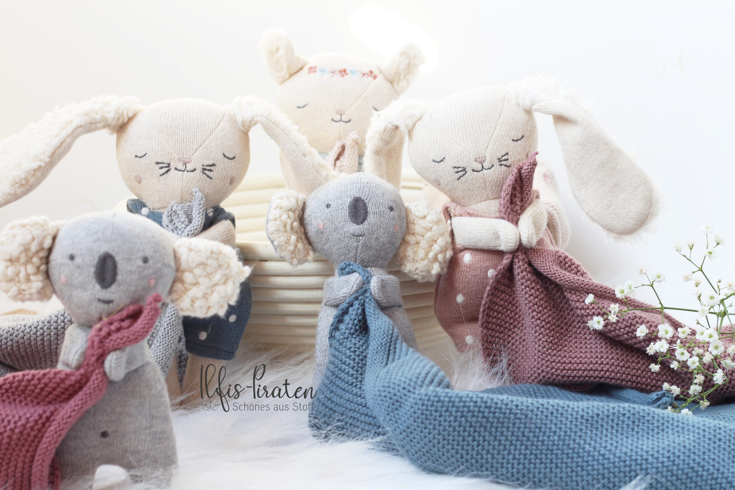 Bio Schnuffeltuch Koala rosa– Personalisierbares Bio-Kuscheltuch für Babys | Geschenkidee (Kopie) – Bild 4