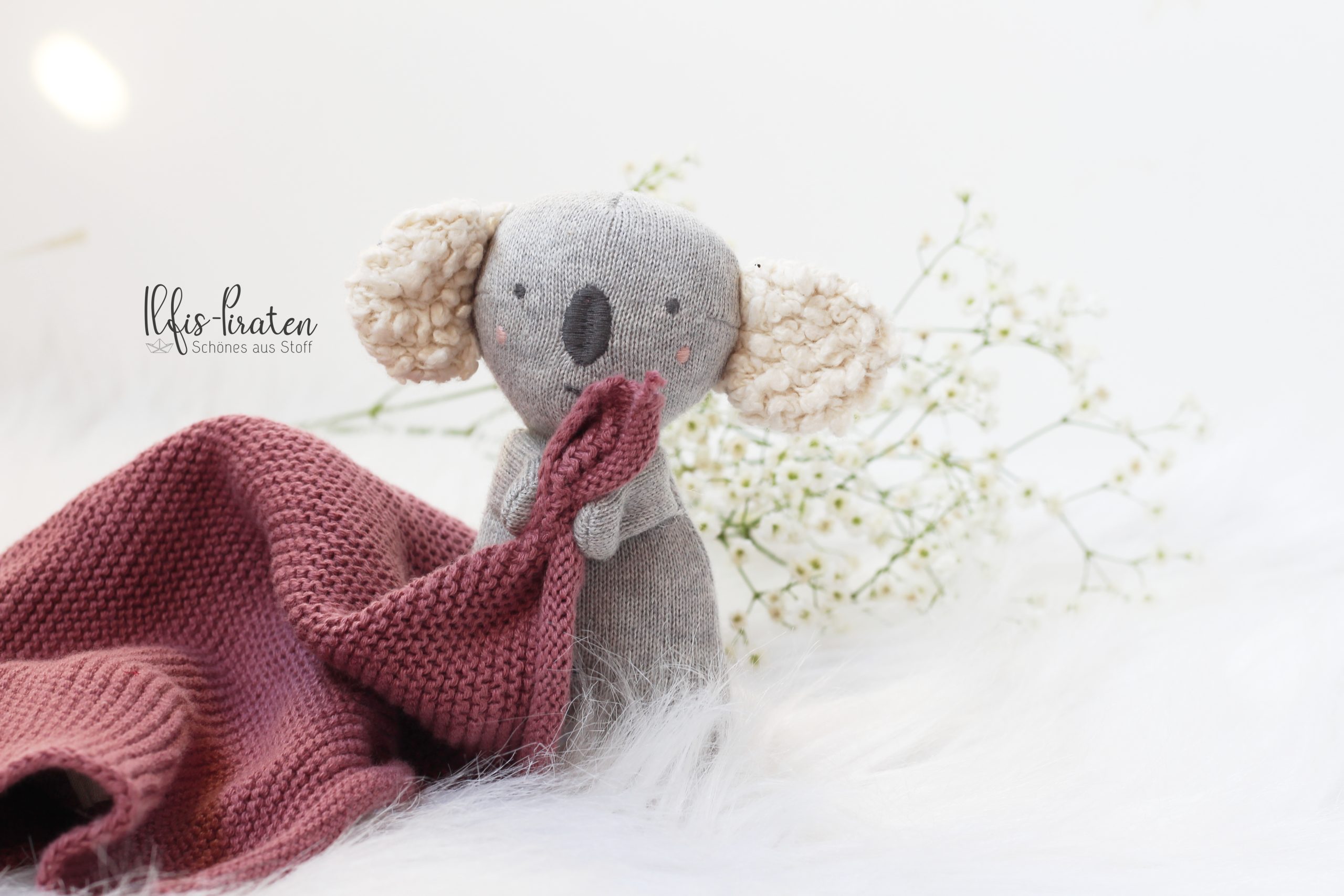 Bio Schnuffeltuch Koala rosa– Personalisierbares Bio-Kuscheltuch für Babys | Geschenkidee (Kopie)
